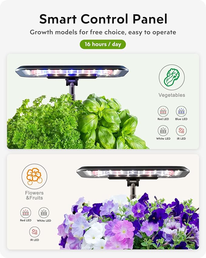 Hydroponics Growing System Indoor Garden: Herb Garden Kit Indoor with LED Grow Light Quiet Smart Water Pump Automatic Timer Healthy Fresh Herbs Vegetables - Hydroponic Planter for Home Kitchen Office-VerdiqueGarden