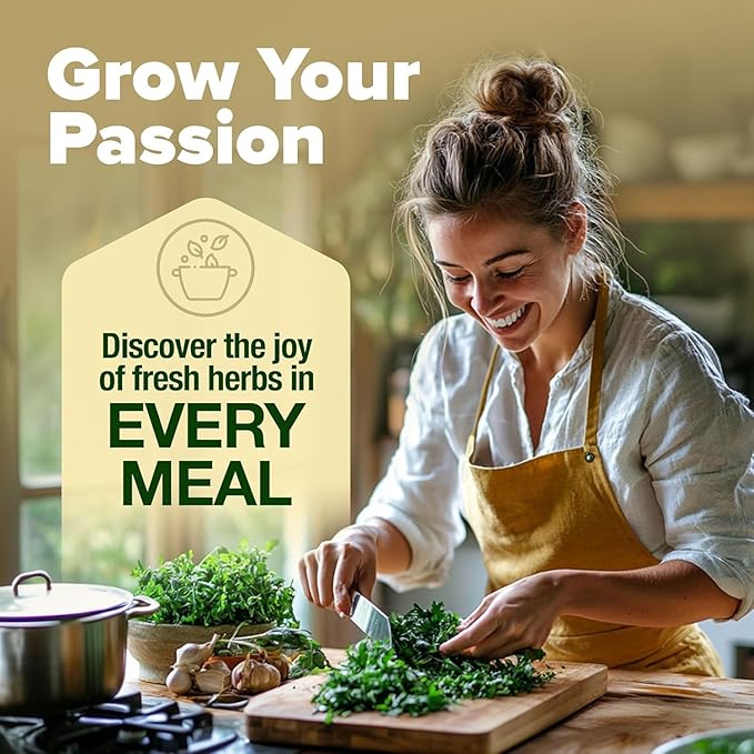 HOME GROWN 𝗣𝗥𝗘𝗠𝗜𝗨𝗠 𝗛𝗘𝗥𝗕 𝗞𝗜𝗧 8 Herb Seeds Garden Kit, Complete Indoor Planter Gift with Basil Cilantro Mint & More, Unique Kitchen Growing Set for Women Men, Birthday Housewarming Present-VerdiqueGarden