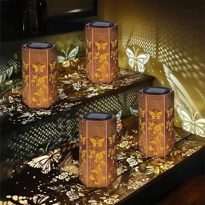 4 Pack Butterfly Solar Lanterns Outdoor Waterproof - Birthday Gifts for Women, Mom, Butterflies Solar Lights Outdoor Hanging Garden Decor for Outside, Patio, Outdoor, Yard, Lawn, Balcony-VerdiqueGarden