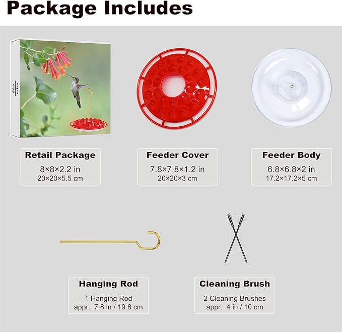 Hummingbird Feeders for Outdoors Hanging - 25 Feeding Ports 10 oz Plastic Hummingbird Feeder, Bee-Proof Leak-Proof No Drip, Easy to Clean with Cleaning Brushes-VerdiqueGarden