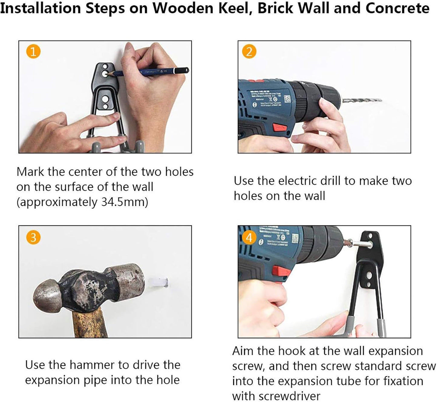 Garage Storage Utility Hooks，Garage Garden Tool Organizer，Steel Wall Mount Hooks, Large Garden U Hooks （2 Pack） (Type-2-Orange)-VerdiqueGarden