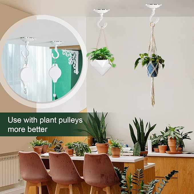 Sungmor Heavy Duty Ceiling Hooks for Hanging Plants, 2PC White 3.5x3.9Inch Large Cast Iron Ceiling Hooks, Antique Decorative Ceiling Swag Hooks for Hanging Planter Chandelier Wind Chime Lantern Hanger-VerdiqueGarden