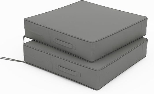 Patio Chair Cushions 24 X 24 X 5 Inch Waterproof Outdoor Seat Cushions for Patio Furniture, Outdoor Sofa Couch Pads with Ties & Handle, Set of 2, Light Grey-VerdiqueGarden