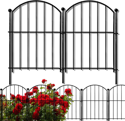 Decorative Garden Fence 17in x10ft, 10 Pack Rustproof Metal No Dig Fence Animal Barrier for Dog, Arched Flower Bed Edging Ornamental Wire Border Panel Fencing for Yard Patio Outdoor Decor-VerdiqueGarden