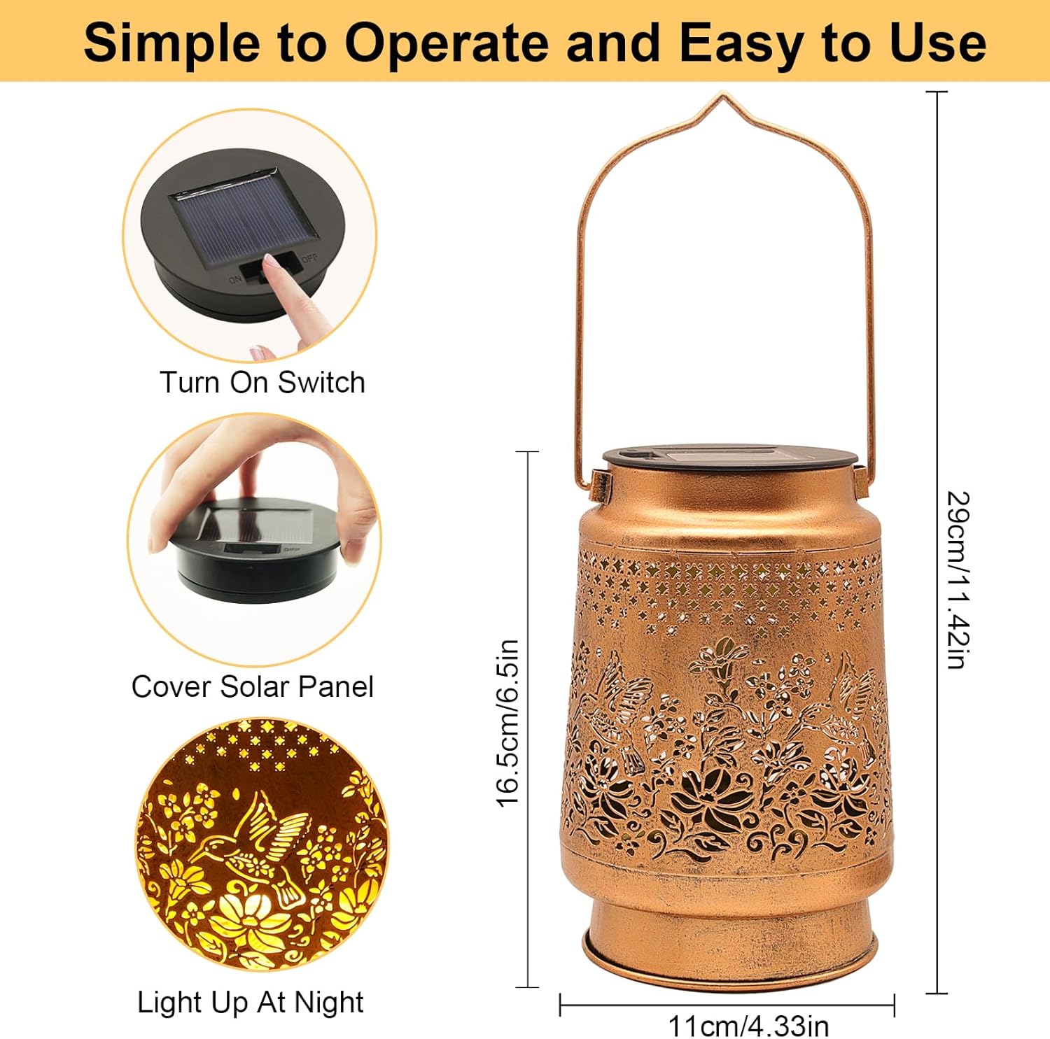 2 Pack Solar Lanterns Outdoor Hummingbird Garden Decor, Birthday Gifts for Mom Women Grandma Waterproof Metal Hanging Solar Lights with Shepherd Hook LED Decorative Outside for Yard Porch Lawn Patio-VerdiqueGarden