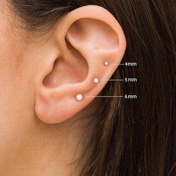 VRIUA 20G Tiny Flat Back Earrings for Women - 14K Gold/Silver Plated Small Flat Back Stud Earrings Hypoallergenic Cartilage Helix Piercing Jewelry