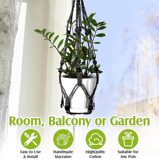 Hoteam 12 Pcs Macrame Plant Hangers Macrame Hanging Planters for Indoor Plants Handmade Boho Hanging Baskets Flower Pots Holder for Outdoor Home Wall Decor-VerdiqueGarden