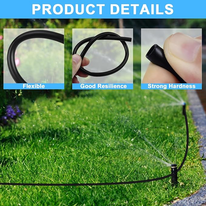 1/4 PE Drip Irrigation Tubing, 100FT Drip Irrigation Hose, Push-To-Connect Compatible- Misting Tubing or Blank Distribution Tubing for DIY Garden Irrigation Hydroponics System-VerdiqueGarden