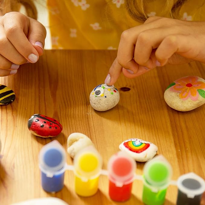 Creative Roots Paint Your Own Rock Pets by Horizon Group USA, 6 Colors, Paint Brush, Wiggly Eyes and Glue Included, Multicolor-VerdiqueGarden