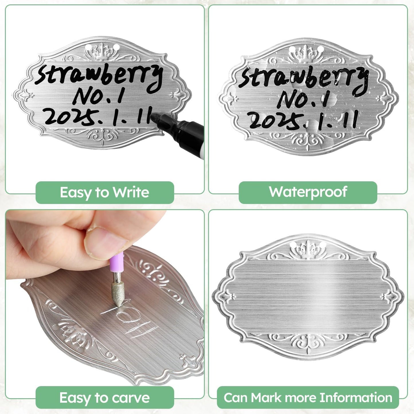 40PCS Plant Labels,Bigger Size Aluminum Metal Plant Tags Plant Label for Outdoor Garden Waterproof,Silvery Plant Name Tags for Tree,Vegetables,Herbs-VerdiqueGarden