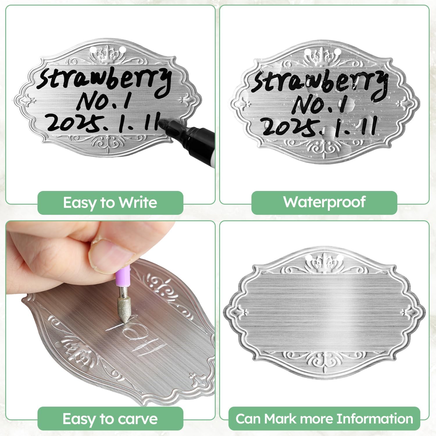 40PCS Plant Labels,Bigger Size Aluminum Metal Plant Tags Plant Label for Outdoor Garden Waterproof,Silvery Plant Name Tags for Tree,Vegetables,Herbs-VerdiqueGarden