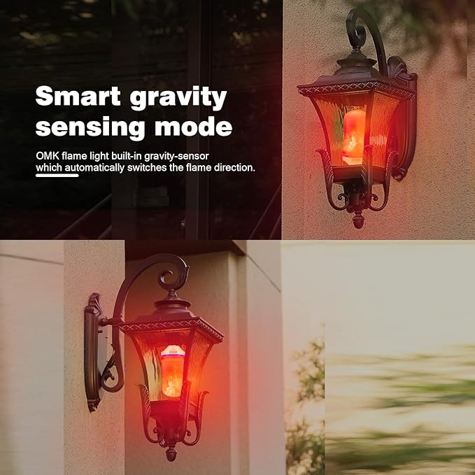 OMK - Christmas Decor LED Flame Effect Light Bulbs - Upgraded 4 Modes Fire Simulated Lamps - Holiday/Christmas Gifts/Party/Indoor/Outdoor Decoration Lights(Red 2)-VerdiqueGarden