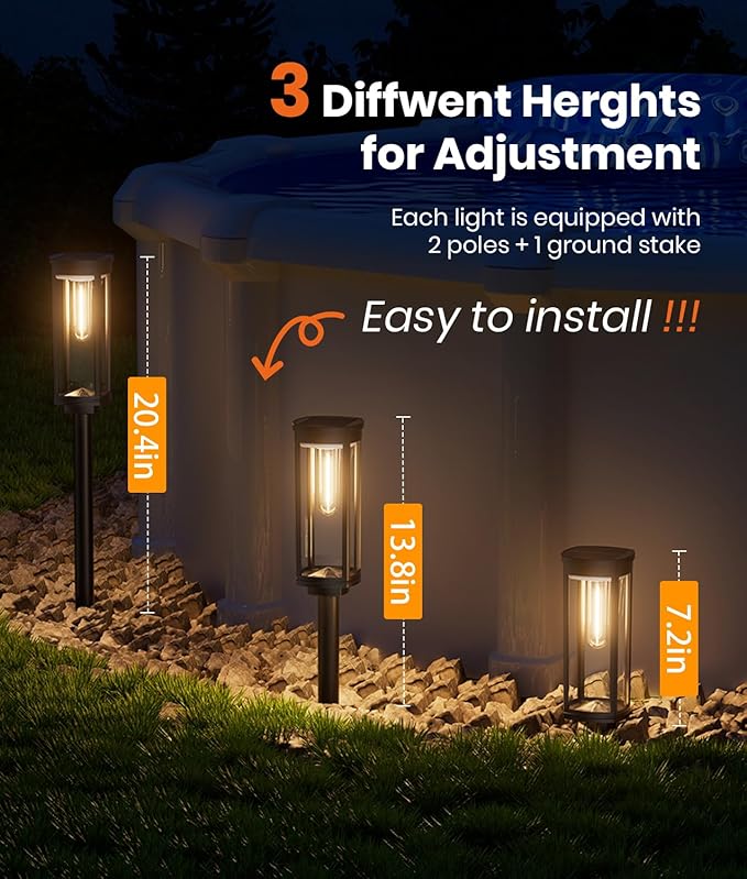 Solar Pathway Lights Outdoor,IP65 Waterproof Auto On/Off Solar Garden Lights Solar Powered Landscape Lighting for Yard Patio Walkway (4)-VerdiqueGarden