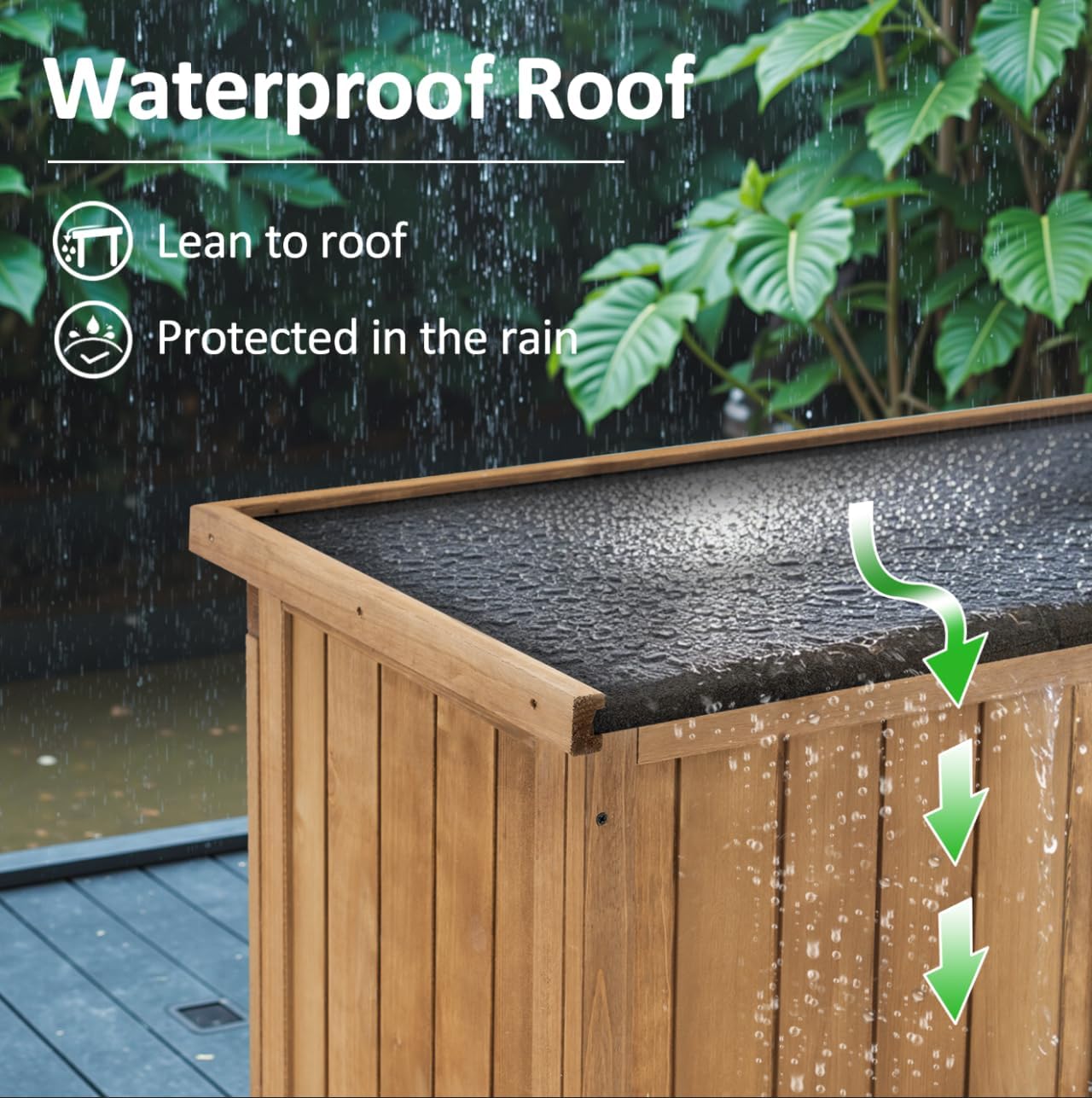 MCombo Outdoor Storage Cabinet, Garden Storage Shed, Outside Vertical Shed with Lockers, Outdoor 63 Inches Wood Tall Cabinet for Yard and Patio 0870 (Natural)-VerdiqueGarden