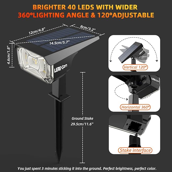 Solar Spot Lights Outdoor Color Changing, IP65 Garden Lights Solar Powered Waterproof with 9 Light Modes, Colored Landscape Lighting Auto On/Off, for Garden Pool Area Pond Yard, 10 Pack-VerdiqueGarden