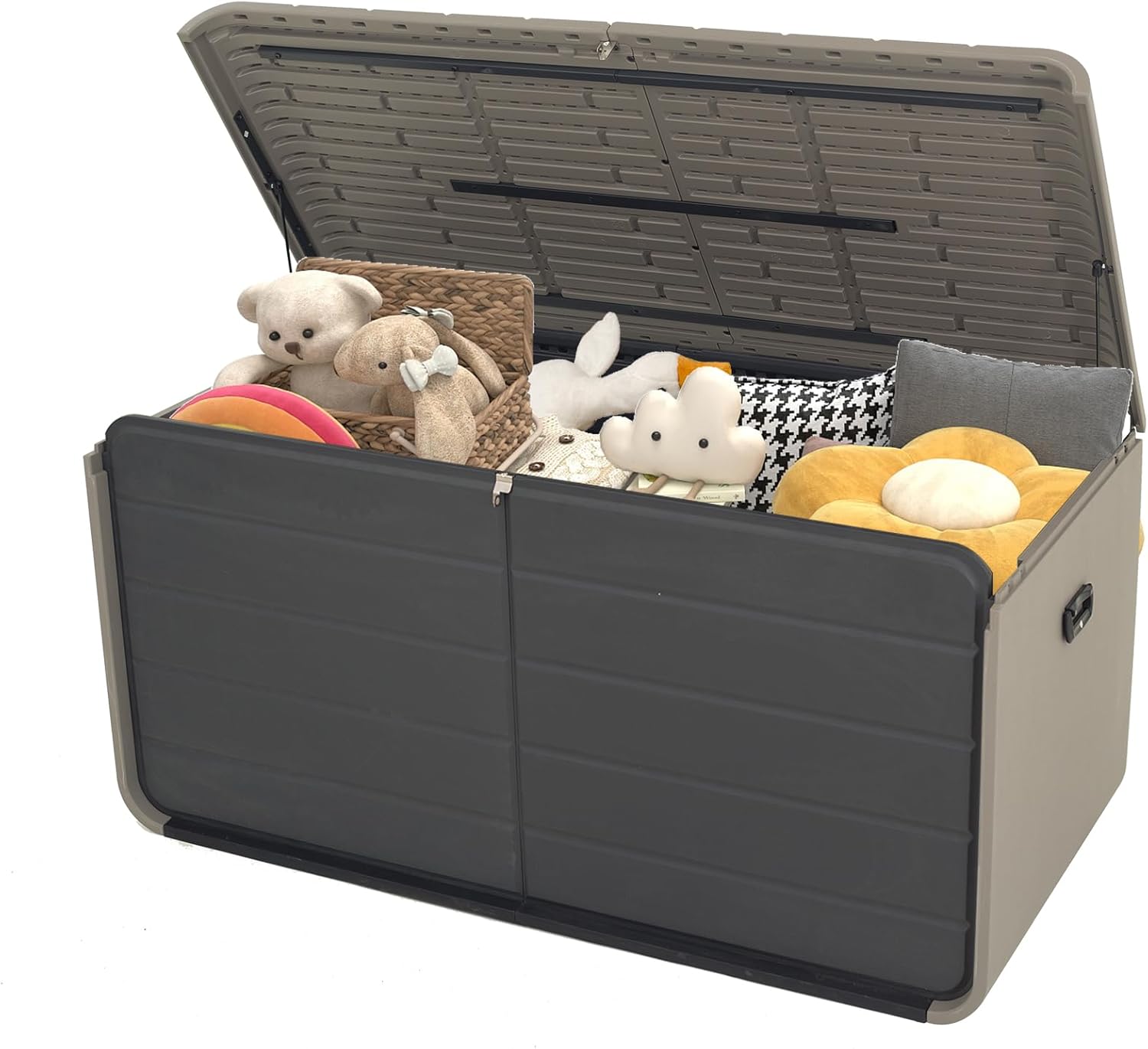 Resin Deck Box 200 Gallons, Extra Large Heavy-Duty Outdoor Storage Box, Lockable & Waterproof Patio Outside Storage Box for Patio Furniture, Tools, Pool Supplies-VerdiqueGarden