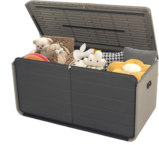 Resin Deck Box 200 Gallons, Extra Large Heavy-Duty Outdoor Storage Box, Lockable & Waterproof Patio Outside Storage Box for Patio Furniture, Tools, Pool Supplies-VerdiqueGarden