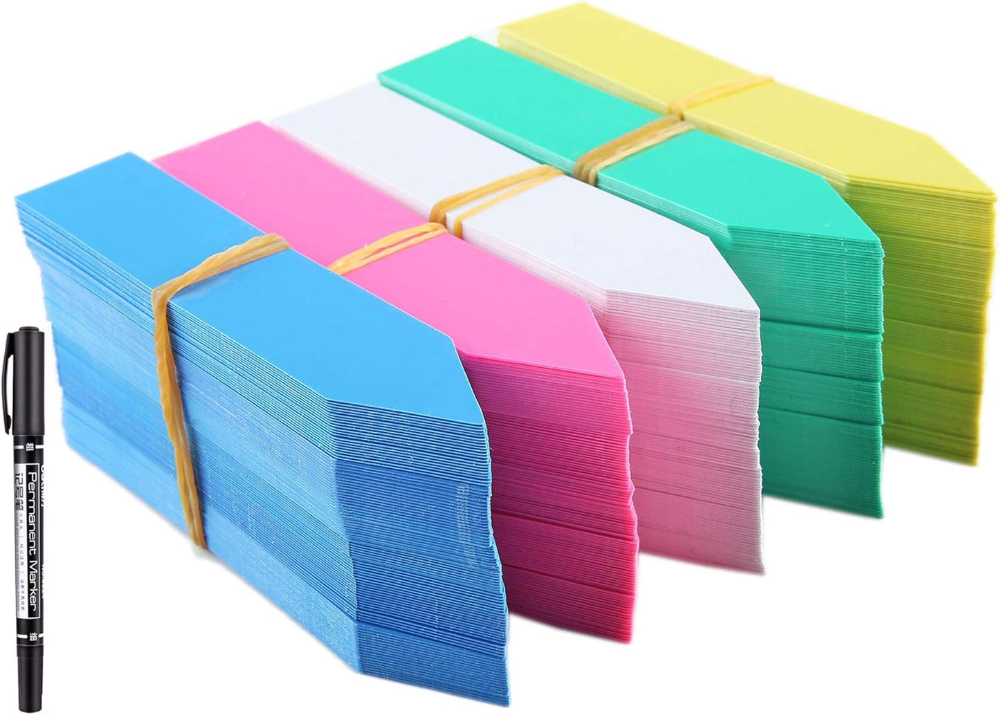 1000 Pcs 4 Inch Plastic Garden Plant Tags Nursery Garden Labels Markers Plant Stakes Waterproof Pot Labels, 5 Colors-VerdiqueGarden