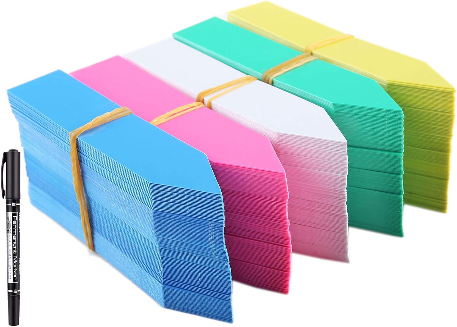 1000 Pcs 4 Inch Plastic Garden Plant Tags Nursery Garden Labels Markers Plant Stakes Waterproof Pot Labels, 5 Colors-VerdiqueGarden
