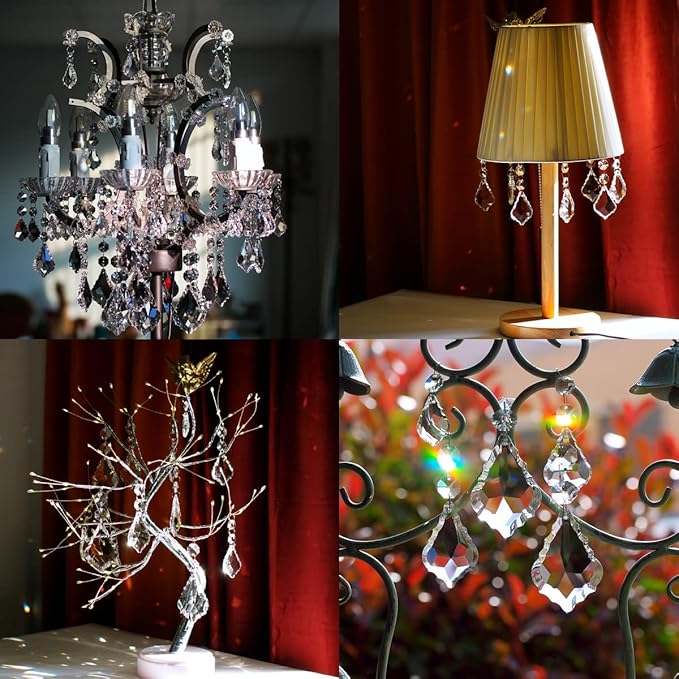 12pcs Crystal Chandelier Maple Leaf Prism Pendant Parts, 76mm Hanging Crystals Beads for Chandelier Wedding Decoration Clear-VerdiqueGarden