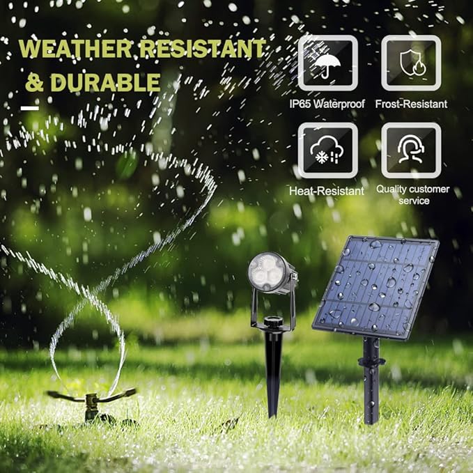 APONUO Metal Outdoor Solar Landscape Lights, Waterproof Spotlight 6-in-1 for Yard Landscape Lighting, Auto On/Off for Pathway, Driveway, Patio (Warm White)-VerdiqueGarden