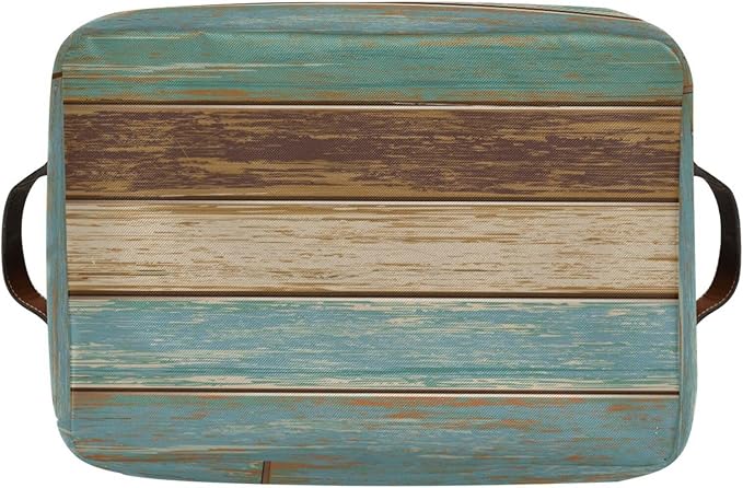 Wood Print Rectangular Storage Basket Retro Vintage Organizer Bin Shelf Baskets For Clothes Gifts For Home Office Dorm-VerdiqueGarden