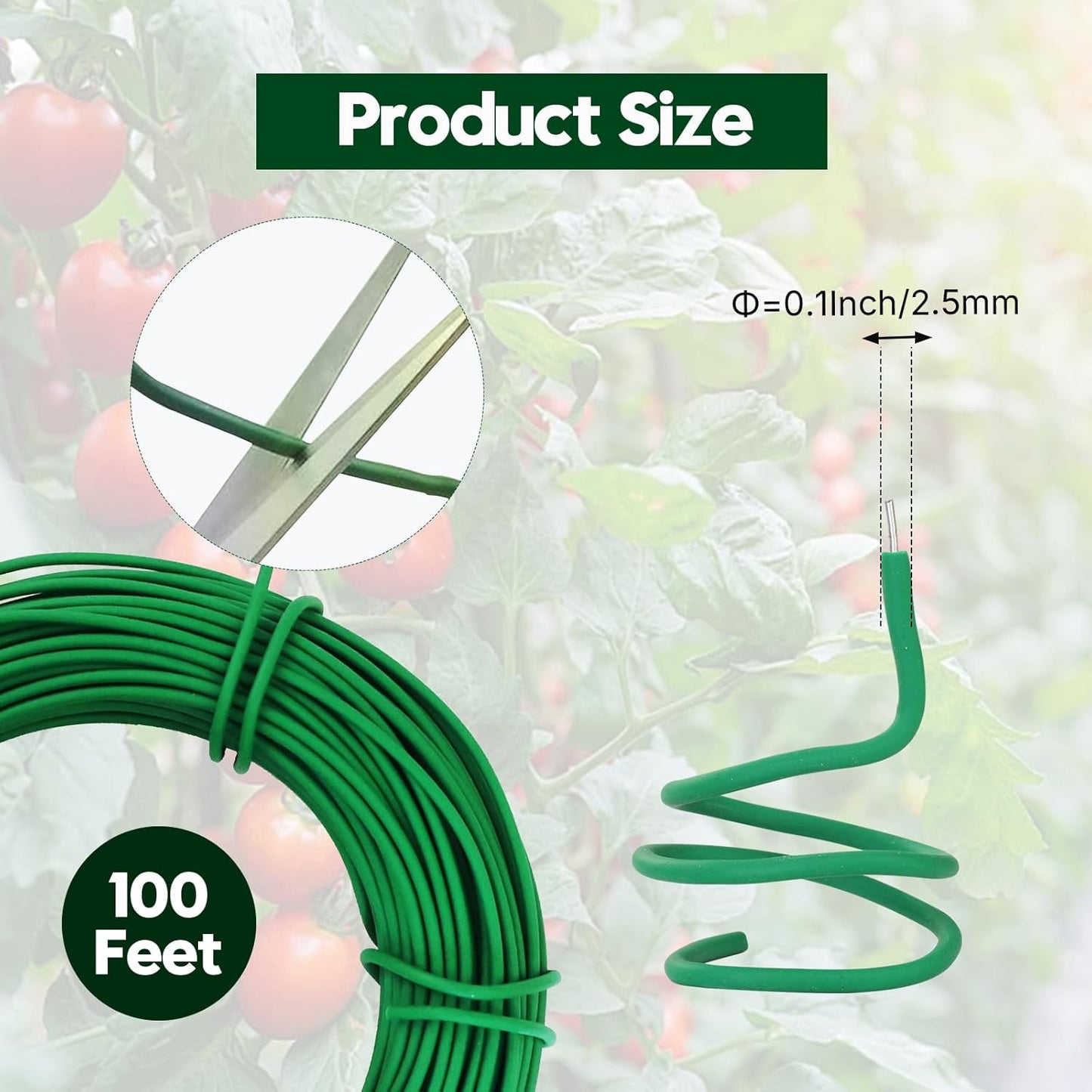 100 Feet Green Soft Plant Tie - 2.5mm Flexible Twist Garden Wire for Climbing Plants, Tomatoes, Bonsai & Office/Home Organizing-VerdiqueGarden