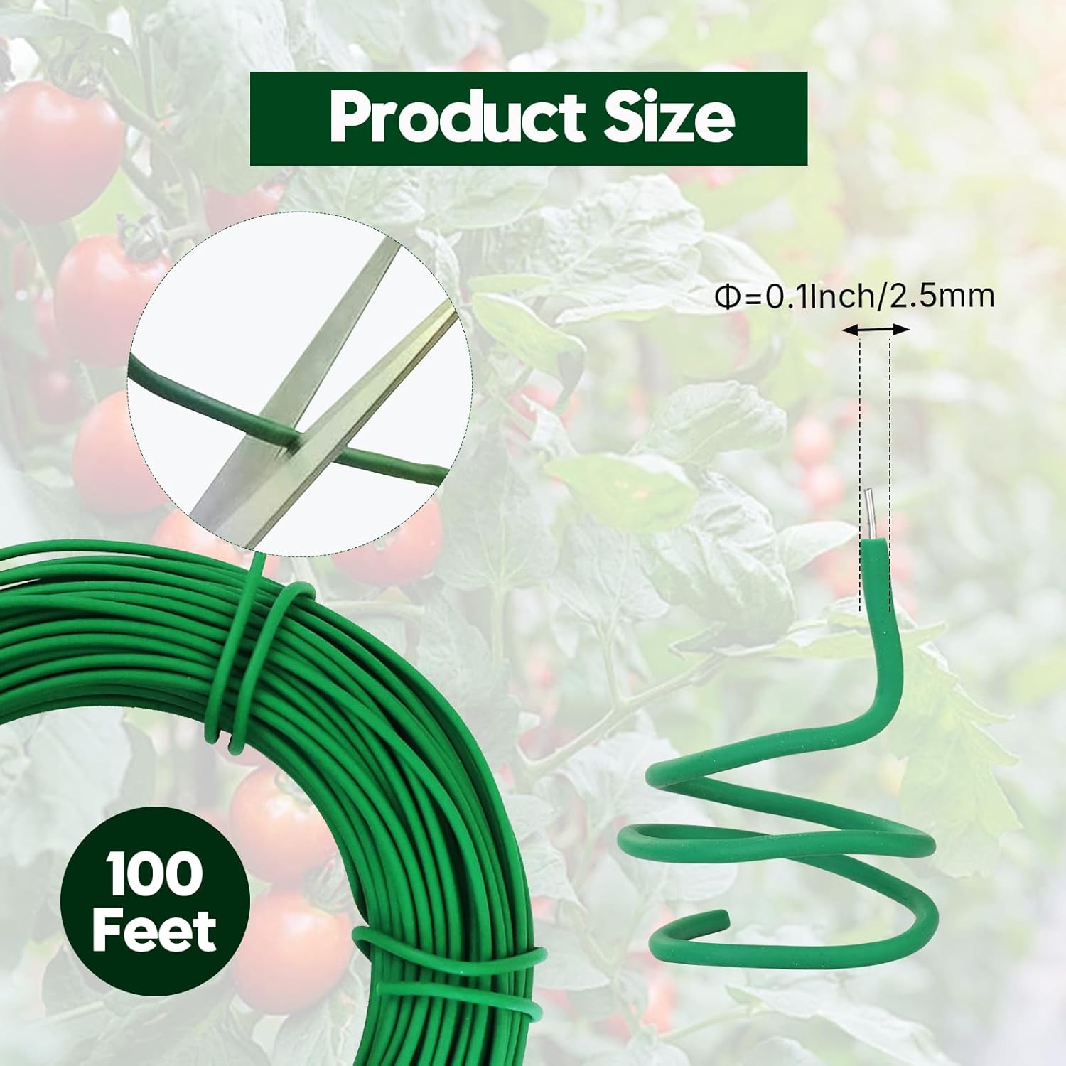 100 Feet Green Soft Plant Tie - 2.5mm Flexible Twist Garden Wire for Climbing Plants, Tomatoes, Bonsai & Office/Home Organizing-VerdiqueGarden