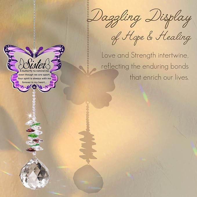 Sympathy Gifts for Loss of Sister, Sister Memorial Crystal Suncatcher Rainbow Maker,Memorial Gifts for Loss of Sister, in Memory of Sister, Bereavement Gifts for Loss of Sister-VerdiqueGarden