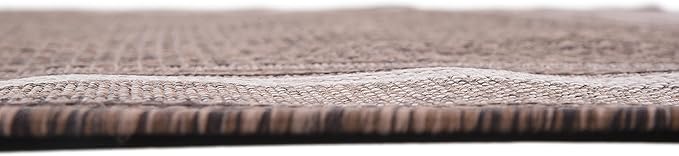 Unique Loom Outdoor Border Collection Area Rug - Soft Border (9' x 12' Rectangle, Brown/ Ivory)-VerdiqueGarden