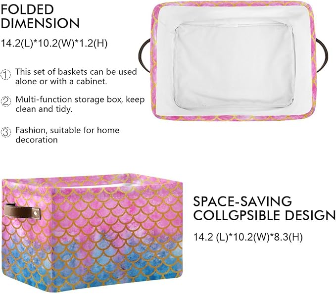 Mermaid Rectangular Storage Basket Organizer Bin Shelf Baskets For Clothes Gifts For Home Office Dorm-VerdiqueGarden