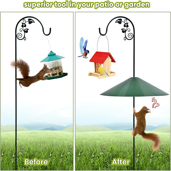 24-inch Large Outdoor Squirrel Baffles for Bird Feeders Pole, Two Way Use, Green Color-VerdiqueGarden