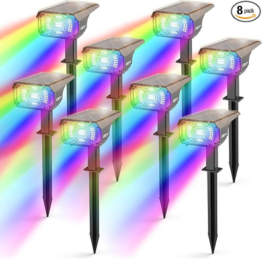 Solar Spotlights Outdoor, 40 LED s Color Changing RGB Waterproof Landscape Lights with 9 Light Modes, Colored Solar Spot Lights Auto On/Off, for Pathway Garden Pool Patio Yard-VerdiqueGarden