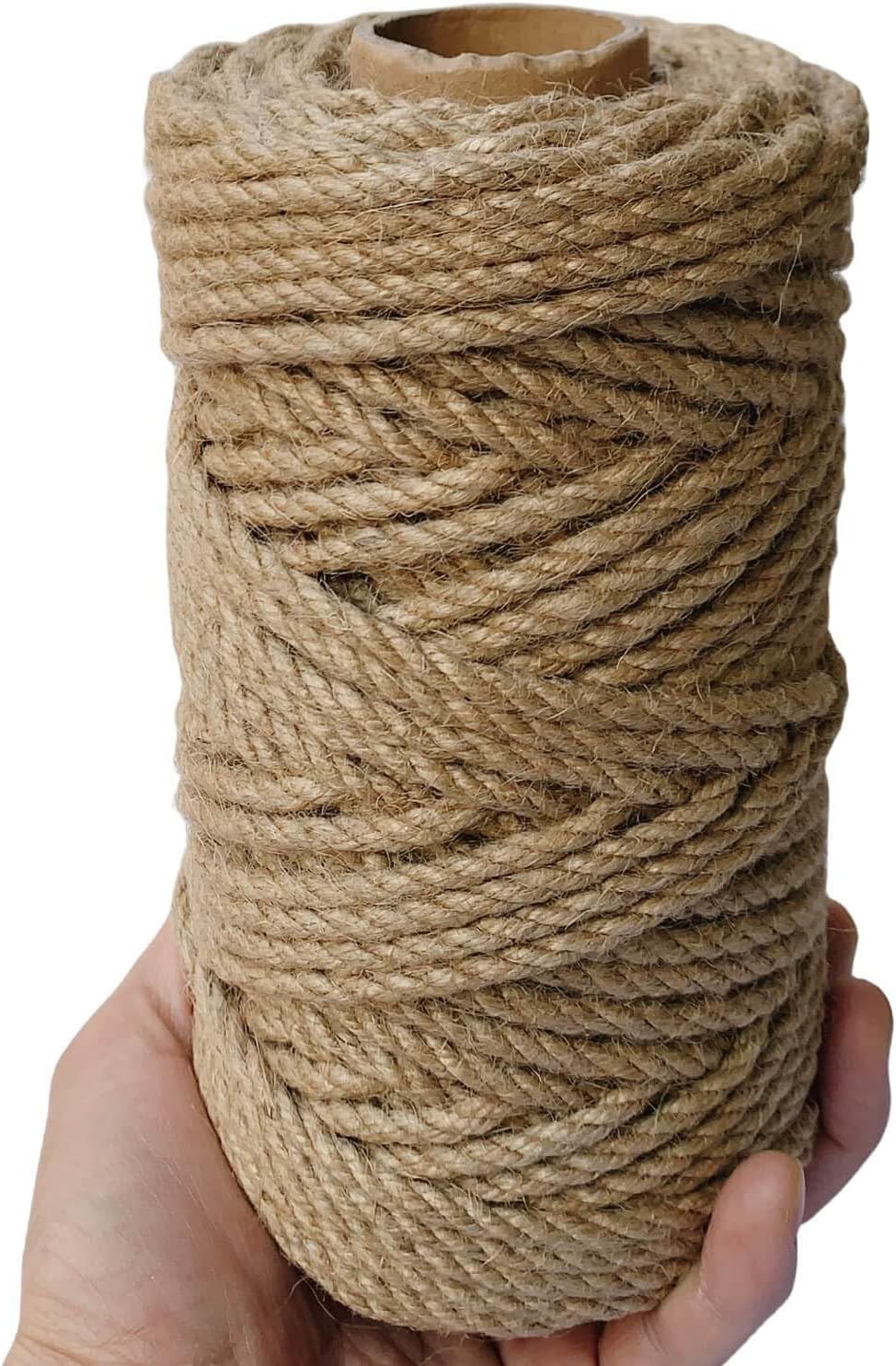 5mm Jute Twine, 164 Feet Braided Jute Rope, Heavy Duty and Thick Twine Rope for DIY Artwork, Bundling, Home Decor, Gardening Applications (5MM 164FT)-VerdiqueGarden