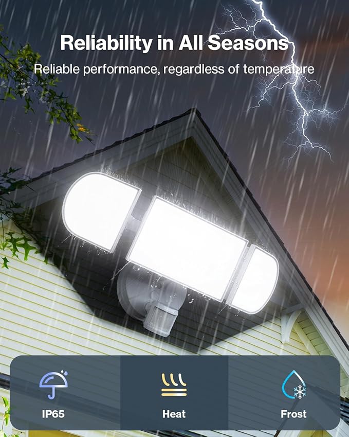 Olafus 180W Motion Sensor Outdoor Lights, 18000lm Dusk to Dawn LED Flood Lights Outdoor Wired, 6500K Daylight Motion Lights for Outside, IP65 Waterproof Exterior Security Light, White-VerdiqueGarden