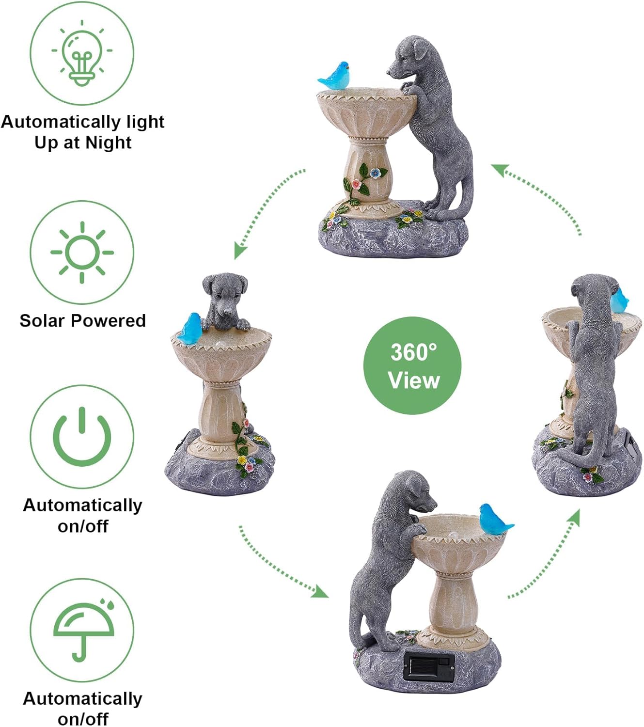 Dachshund Dog Statues for Bird Bath: Outdoor Sculptures for Garden Lawn Patio Yard Balcony Porch - Unique Gifts for Mother Grandma Women-VerdiqueGarden