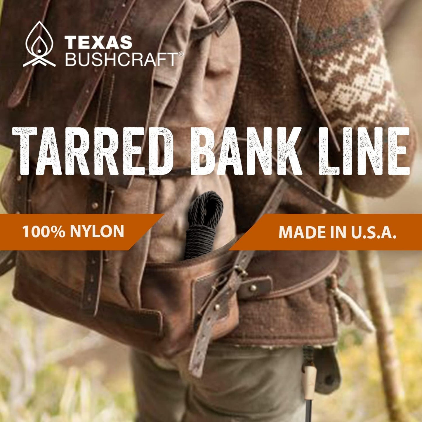 Texas Bushcraft Tarred Bank Line Twine - #36 Black Nylon String for Fishing, Camping and Outdoor Survival – Strong, Weather Resistant Bankline Cordage for Trotline-VerdiqueGarden