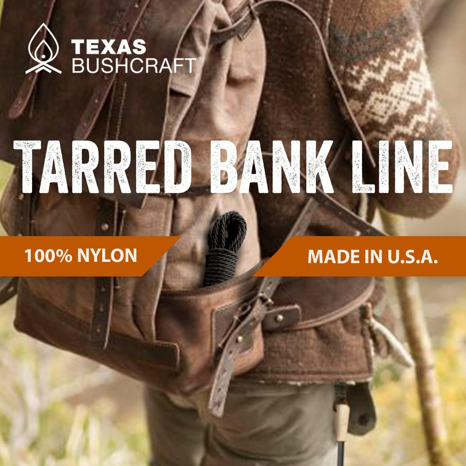 Texas Bushcraft Tarred Bank Line Twine - #36 Black Nylon String for Fishing, Camping and Outdoor Survival – Strong, Weather Resistant Bankline Cordage for Trotline-VerdiqueGarden