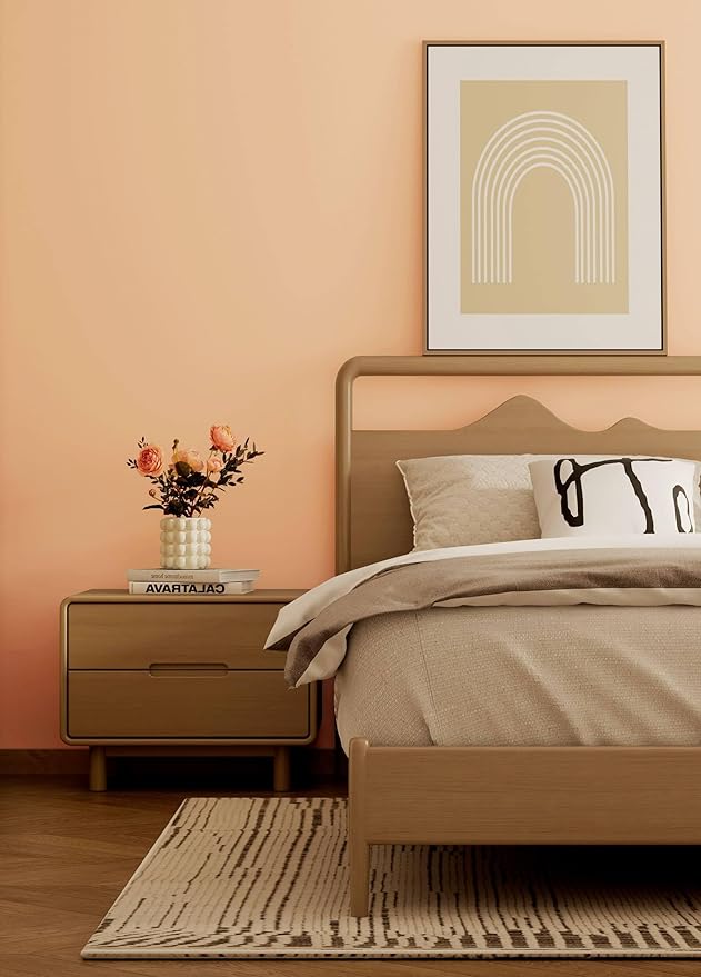 Dimoon 118''x17.7'' Orange Peel and Stick Wallpaper Contact Paper Modern Self Adhesive Wall Paper Removable Renter Friendly Textured Solid Color Shelf Cabinet Vinyl Roll (118''x17.7'',Coral Orange)-VerdiqueGarden