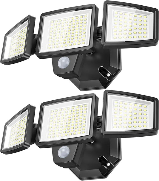 65W LED Flood Lights Outdoor, 6500LM, Waterproof, 6500K Motion Sensor Flood Lights Outdoor with Adjustable 3 Head Detected Floodlight for Outside Entryway Garage, Yard, Porch, 2Pack-VerdiqueGarden