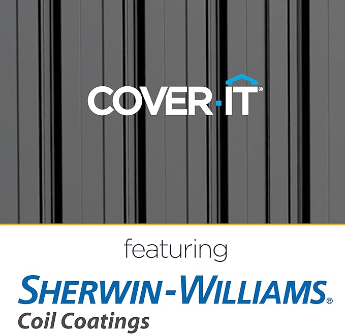 Cover It 6' x 4' Galvanized Steel Outdoor Storage Shed with Pent Roof and Lockable Sliding Doors, Weather-Resistant Steel Storage Shed for Backyards, Gray-VerdiqueGarden