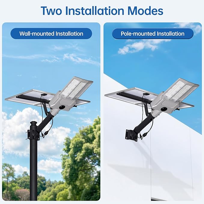 11000W Solar Street Light Outdoor with Dual Solar Panels IP65 Waterproof – 650,000LM 3-Sided LED Lights, 144pcs LEDs, 50000mAh Battery, Motion Sensor, Dusk to Dawn for Parking Lot, Yard,Garden-VerdiqueGarden