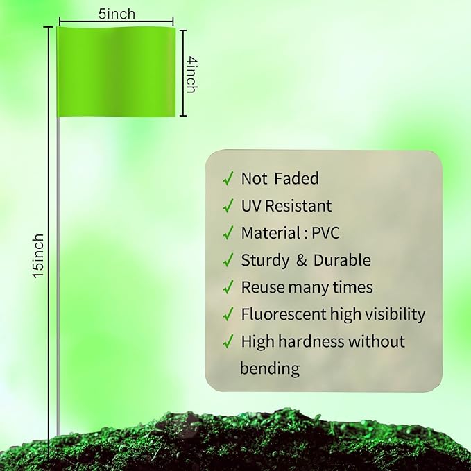 Zozen Marking Flags, Green Color | 1000 Pcs | 15x4x5 Inch, Yard Flags for Lawn & Irrigation & Landscape & Sprinkler & Survey & Dog Training.-VerdiqueGarden