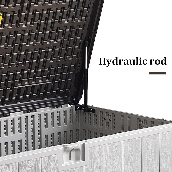 110 Pro Gallon Resin Deck Box, Waterproof Outdoor Storage Bin for Patio, Poolside, and Garden, Lockable & UV-Resistant, Ideal for Small Spaces, Coffee-VerdiqueGarden