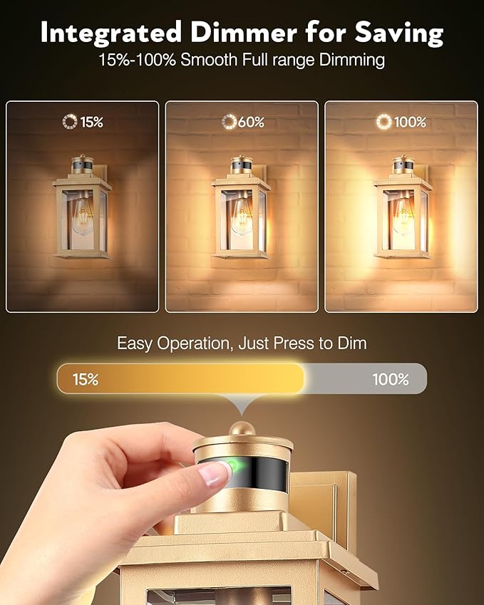 VIANIS Motion Sensor Exterior Lights for House, Dusk to Dawn Outdoor Light Fixture Lantern, Gold Waterproof Outdoor Motion Sensor Light for House, Doorway, Entryway, Garden, Hardwired, Non-Solar-VerdiqueGarden