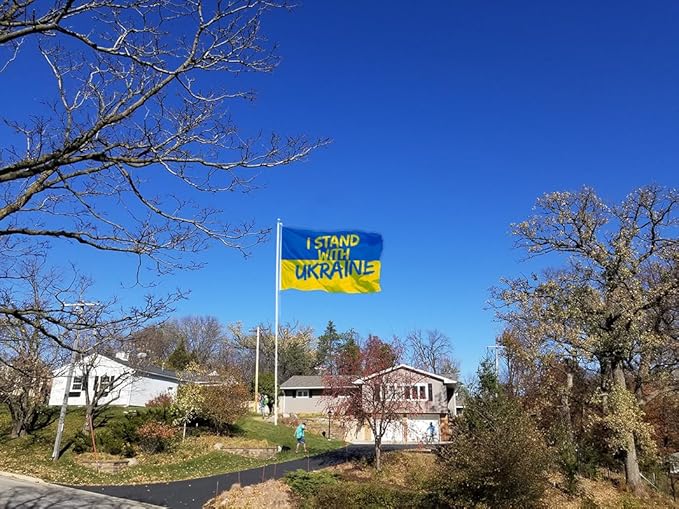 I Stand with Ukraine Flag Extra Large Flag 8x12FT Giant Ukrainian National Polyester Banner With 3 Grommets Fade Resistant Vivid Color For Patriotic Festival Events Party Decoration-VerdiqueGarden