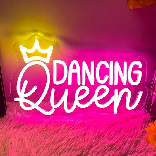 Dancing Queen Neon Sign, Dimmable LED Neon Lights for Wall Decor Neon Light Up Signs for Bedroom Dancing Party Bar Club Birthday Party Decoration Gift for Girl Kid lover-VerdiqueGarden