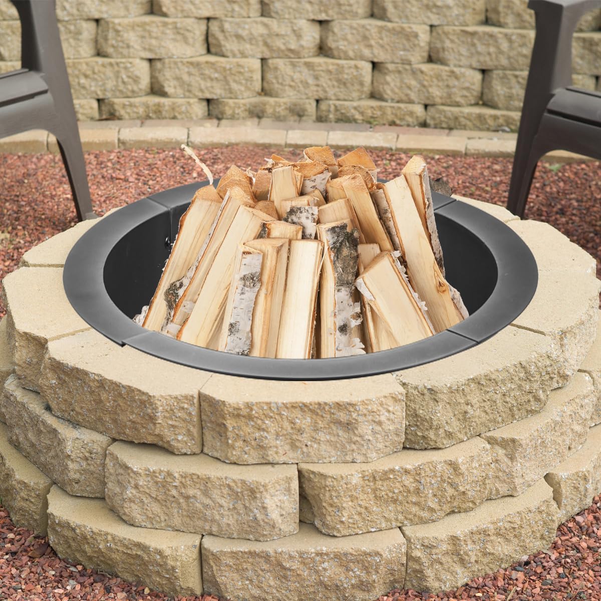 36 inch Fire Pit Ring, Firepit Ring for Camping, Wood Burning Fire Pit for Outside,Yard,Garden,Outdoor Fireplace-VerdiqueGarden