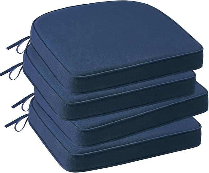 Outdoor Sunbrella Round Corner Seat Cushion, 17"x16"x2", Set of 4, Non Slip Seat Cushion Pads with Removable Cover for Patio Furniture, Garden Yard Lawn, Specrtum Indigo-VerdiqueGarden