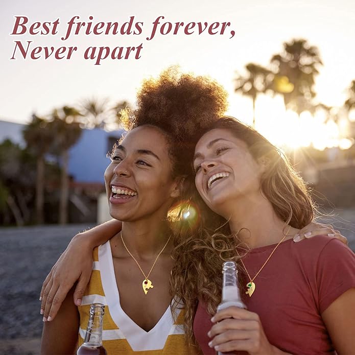 FindChic Personalized Matching BFF Necklace for 2/3/4/5/6 Puzzle Name Heart Pendant Stainless Steel Couple Necklace Set Customized Necklaces for Teen Girls